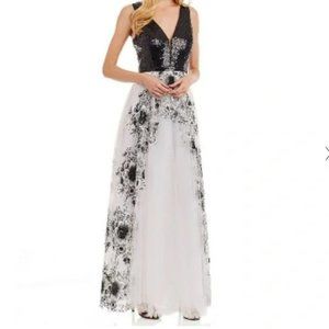 Nicole Miller Sequin Embroidered Floral Formal Dress